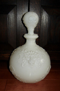Gorgeous Antique Milk Glass Decanter with Stopper
