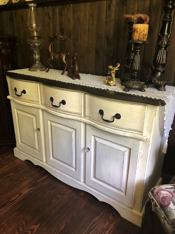 Restored&Refinished Curved Front Oak Buffet, Distressed & MORE