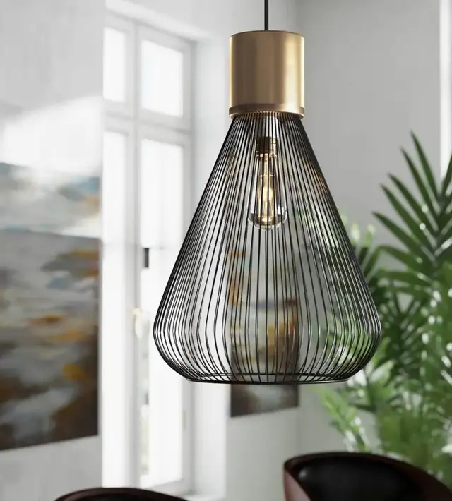 Tookes 1 - Light Antique Brass/Black Single Pendant