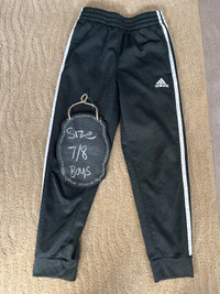 Boys Adidas charcoal grey track pants - 7/8
