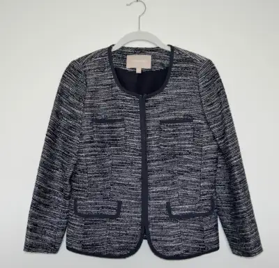 Banana Republic Navy/WhiteWomen's Tweed Blazer Sz 4 Brand New, View more