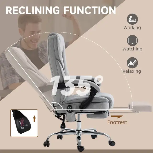 Heated Massage Office Chair, Heated Reclining Computer Chair in Chairs & Recliners in Markham / York Region - Image 8