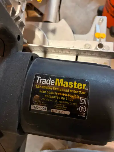 Trademaster Sliding compound mitre saw with Ryobi stand, View more
