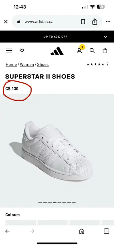 Adidas Original SUPERSTAR Men’s White Shoes Size 9 1/2, View more