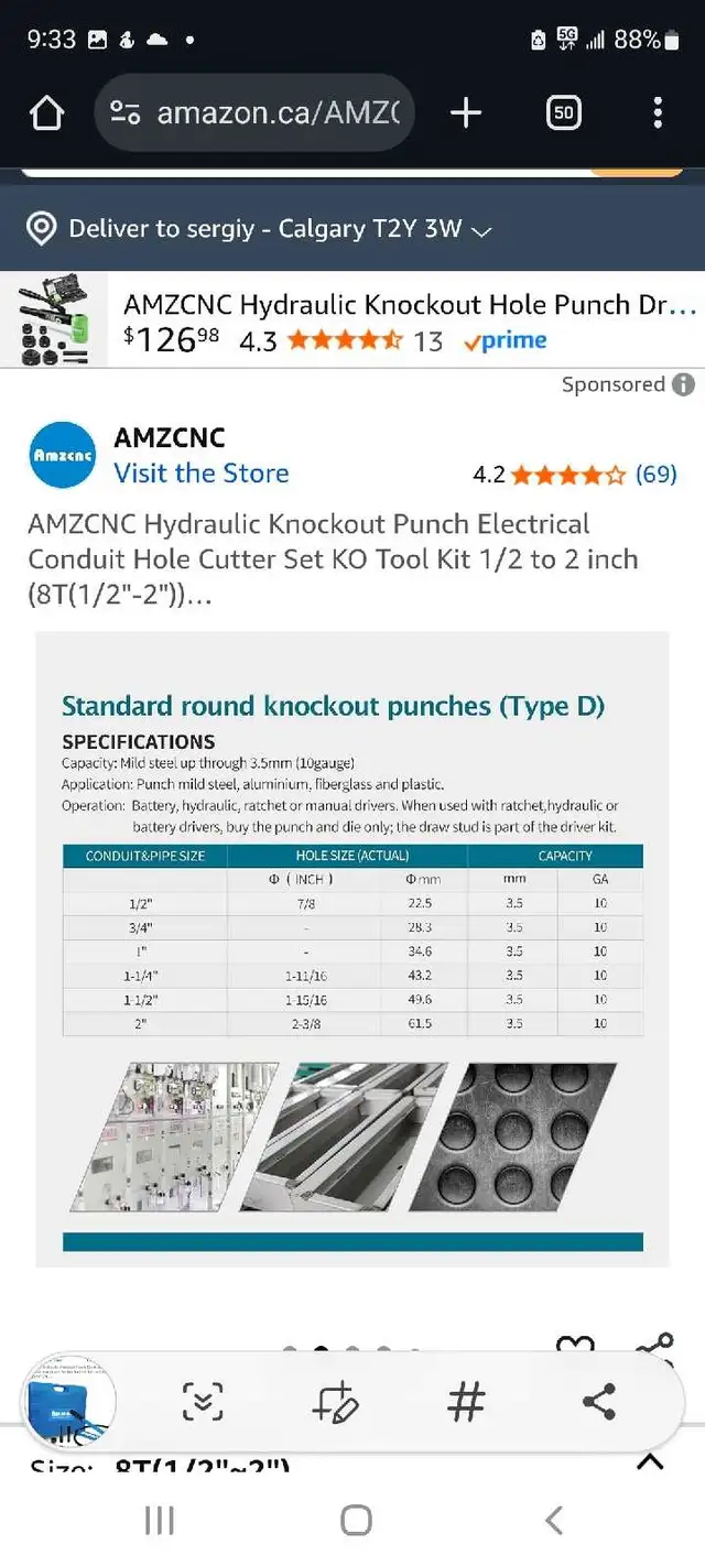 AMZCNC Hydraulic Knockout Punch  in Power Tools in Calgary - Image 3