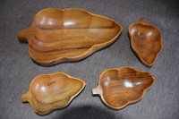 MONKEY POD Wood leaf shaped fruit bowls Serving trays