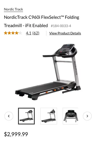 Kept in storage, like new treadmill. NordicTrack C960i FlexSelect™ Treadmill lets you power through...