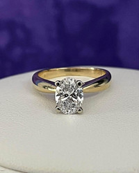 14K Yellow Gold 1.30ct. Oval Diamond Ring(VS1/F)Appraised $7,570
