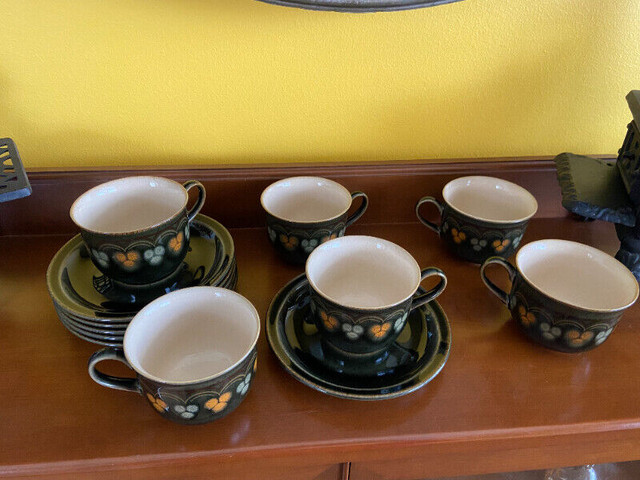 Vintage Denby Oberon Coffee Tea Cups Set Of 6 Fine Stoneware in Arts & Collectibles in Oshawa / Durham Region - Image 2