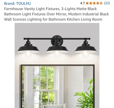 Farmhouse Vanity Light Fixtures, 3-Lights Matte Black Bathroom , View more