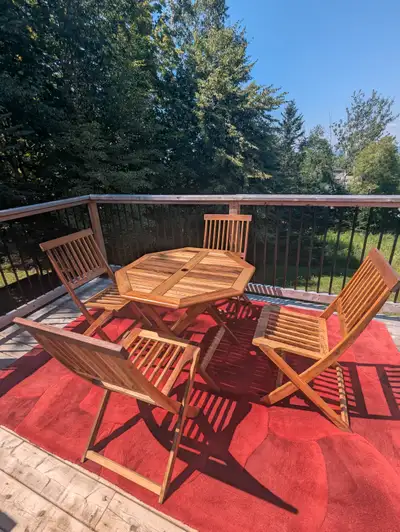 Gorgeous New Teak Patio Set Table, Four Chairs & Cover $500obo, View more