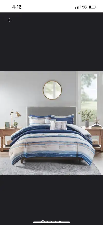 New Marina 8 Piece Printed Seersucker Comforter and Quilt Set Co, View more