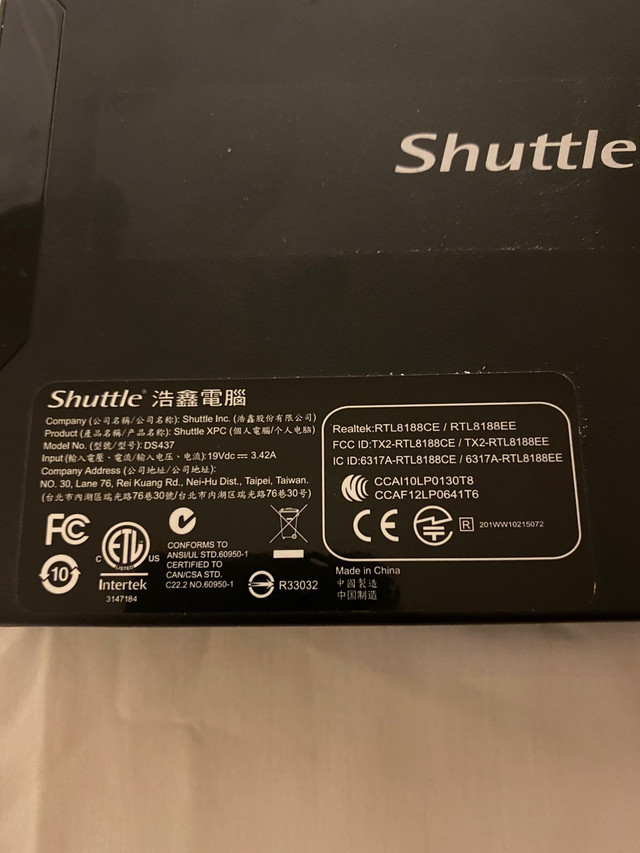SHUTTLE XPC DS437 Embedded MINI PC INTEL CELERON 1037U 1.8GHz 4G in System Components in City of Toronto - Image 4