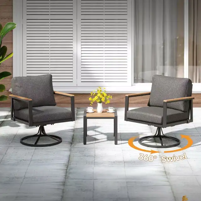5-Piece Outdoor Patio Furniture Set with 360° Swivel Rocker Chai in Patio & Garden Furniture in Markham / York Region - Image 4