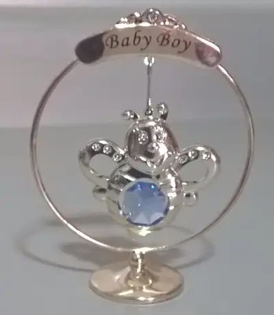 Baby Silver Plated & Swarovski Crystal Bee Ornament, View more