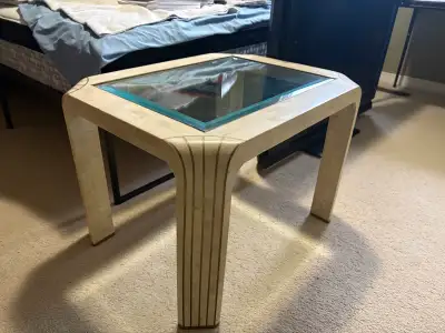 GLASS TOPPED COFFEE TABLE , END TABLES and CONSOLE TABLE, View more