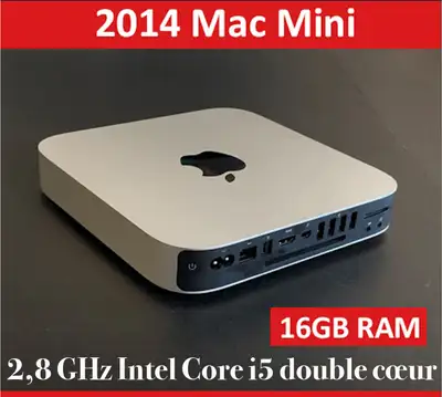 Bonjour, Je me sépare de mon Mac mini (late 2014) Caractéristiques : Processeur :2,8 GHz Intel Core...