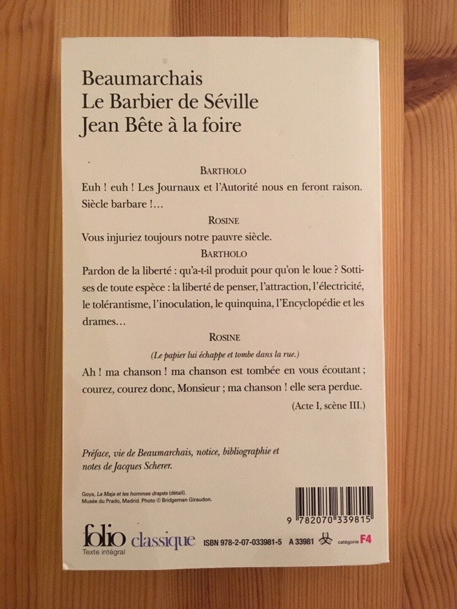 Beaumarchais - Le Barbier de Séville  dans Ouvrages de fiction  à Ville de Montréal - Image 2
