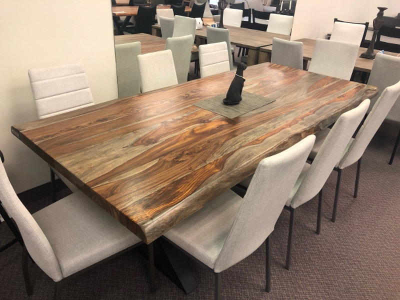 Table de cuisine en bois de rose gris massif 84"L x 40"W Mobilier de