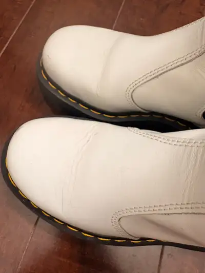 Dr Martens 2976 Quad - White Leather Platform Chelsea Boots , View more