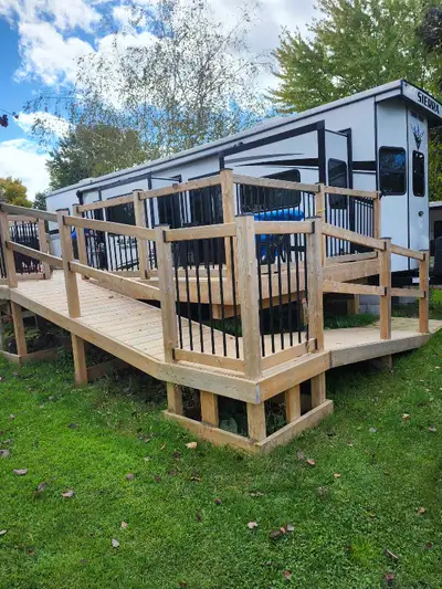 Destination sierra trailer 42ft 420FL 42ft X12 ft deck ready for summer in a wonderful park