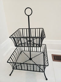 Two tiered metal wire basket, 2 feet tall