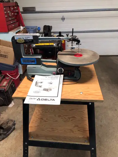 Delta 16” variable speed  Scroll Saw with stand, View more