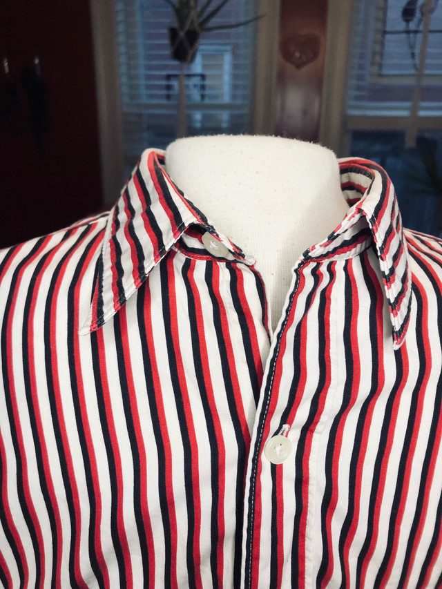 Vintage Yves Saint Laurent Red White Black Cotton Striped Button in Men's in Kitchener / Waterloo