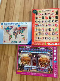 500-1000 piece jigsaw puzzles, $5 each, can be sold separately.