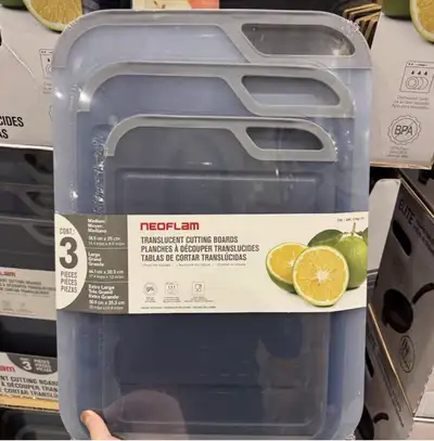 Brand New Neoflam 3 Piece Translucent Cutting Board Set, View more