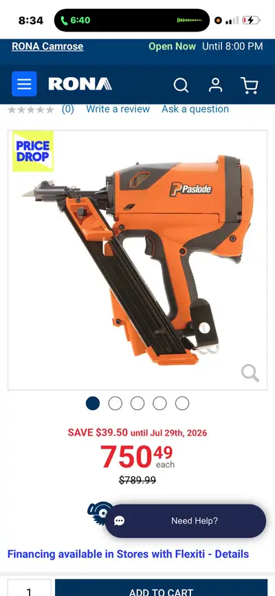 Paslode Framing Nailer. Model # 906250 - CF 150 PPN Gun only. No battery. No charger. Tool is brand...