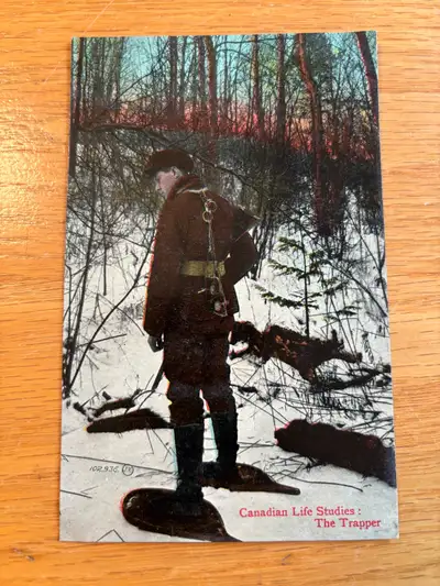 Vintage Canadian Trapper Postcard, View more