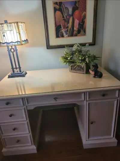 Solid pickled pine desk, View more