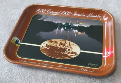 Vintage Coca Cola Metal Serving Tray Centennial Brandon Manitoba, View more