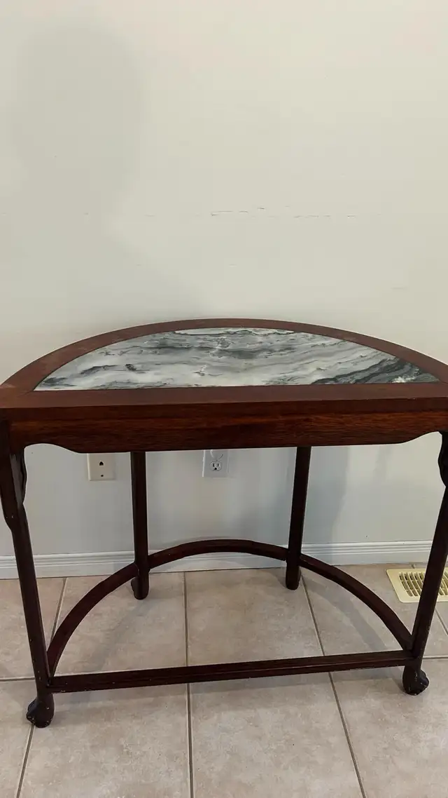Antique Chinese Console Table - Hardwood Carved Demi Lune62863732685443121