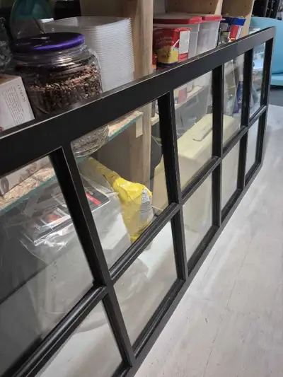 Large glass and wood picture holder or wall decor, View more