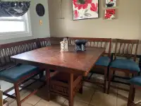 Dining table and chairs benches 