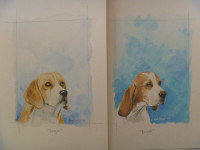 set of two - 5" x 7" BEAGLE Paintings