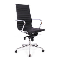 High-Back Ribbed Office Chairs with Fixed Arms (6 units)