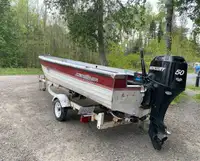 Crestliner 16’ boat With 50 Mercury motor and trailer