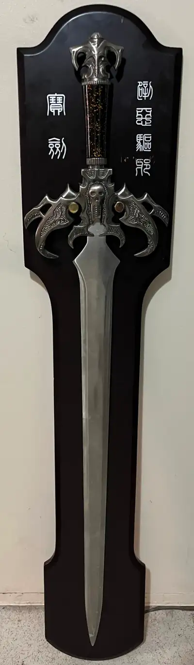Decorative gothic longsword with mounting plaque, View more