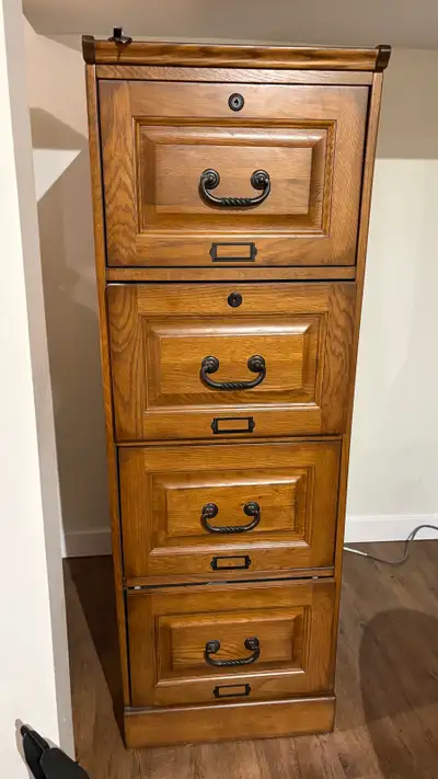 Solid oak 4 drawer filing cabinet, View more