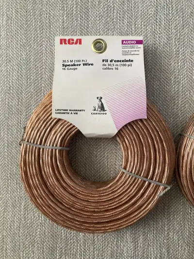 RCA copper stereo speaker wire, 100 feet, 16 gauge, never used. I do not accept etransfers Located i...
