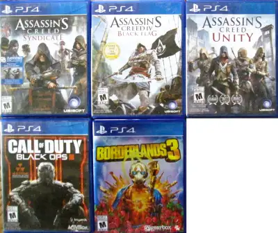 Jeux PS4 usagé 1 - Assassin's Creed Syndicate 2 - Assassin's Creed Black Flag 3 - Assassin's Creed U...