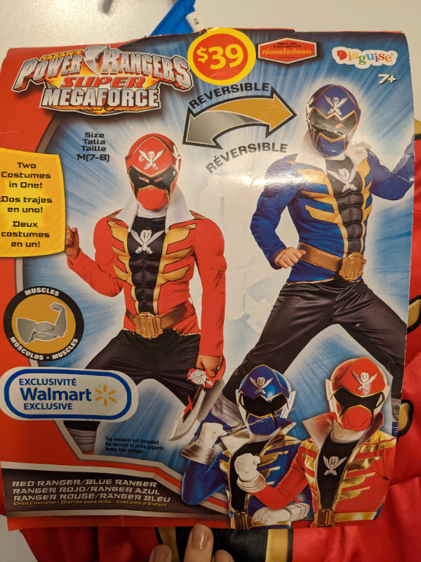 Reversible Blue/Red Power Ranger Halloween Costume size Med(7-8) in Costumes in Norfolk County - Image 2
