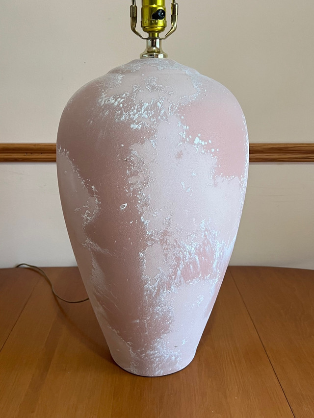Large Pink Ceramic Lamp with Beaded Shade in Indoor Lighting & Fans in Belleville - Image 4