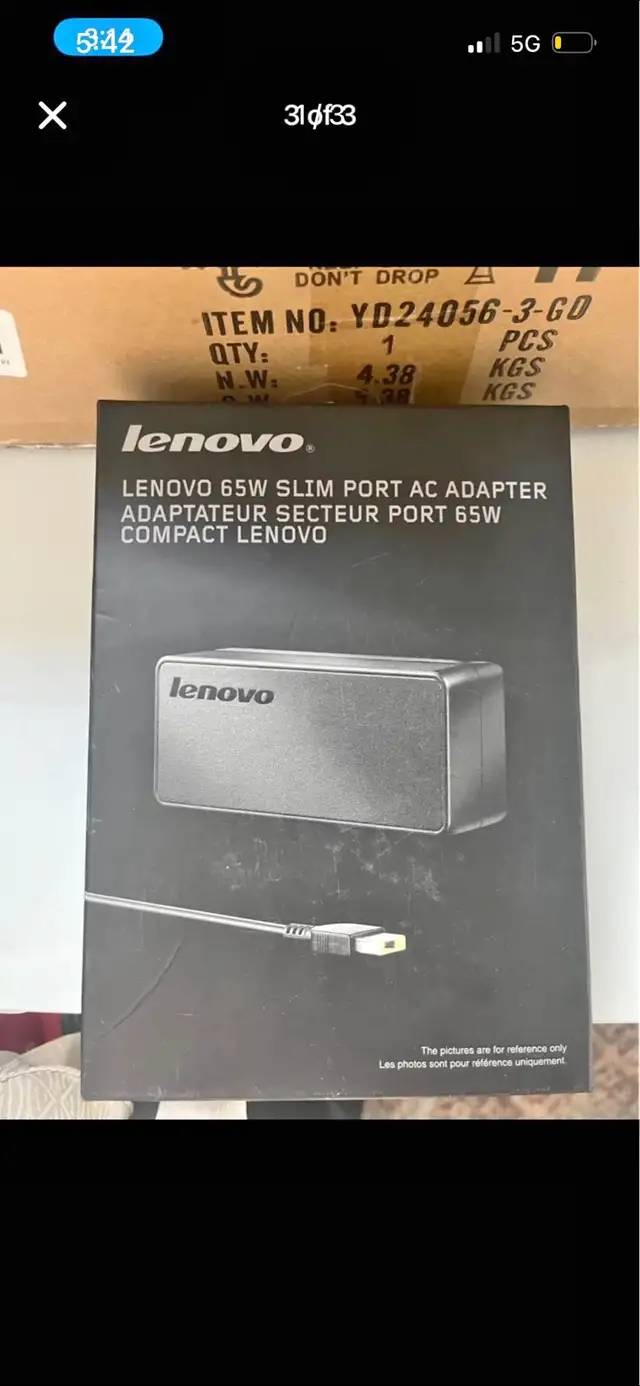 Lenovo 65W Slim Port AC Adapter in Laptop Accessories in London - Image 3