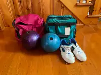 Boule de quille (grosse), souliers et sacs