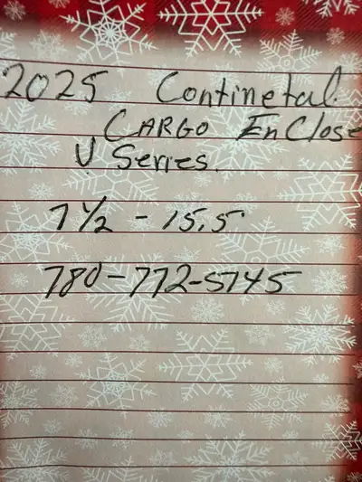 7 and a half feet wide by 15 feet long , brand new enclosed trailer. Call for info 7807725745