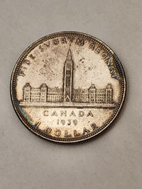 High Grade 1939 Canadian Silver One Dollar(Canada) MS